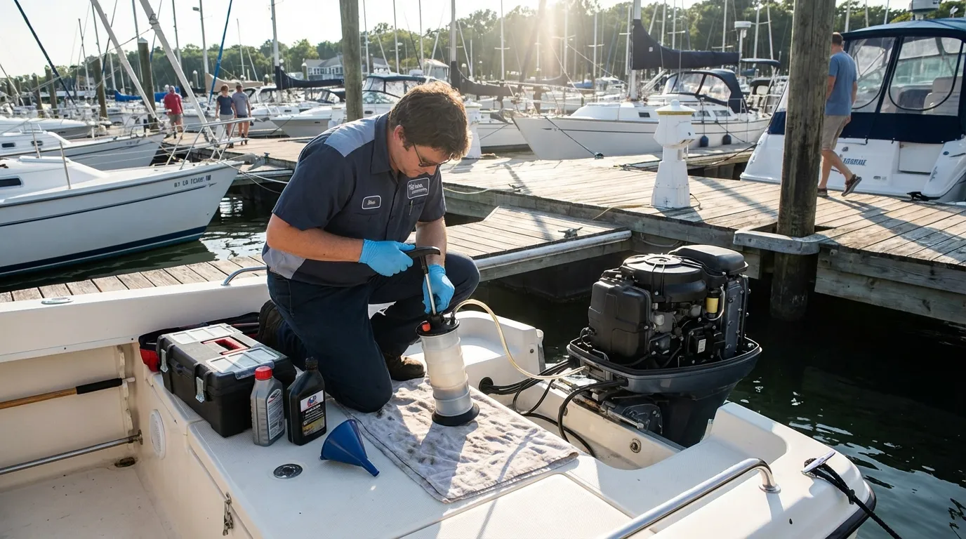 DIY boat oil change process