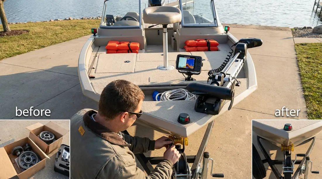 Family fishing and watersports boat equipped with practical gear