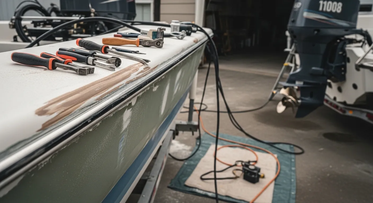 Fiberglass boat repair prep with beveled laminate edge