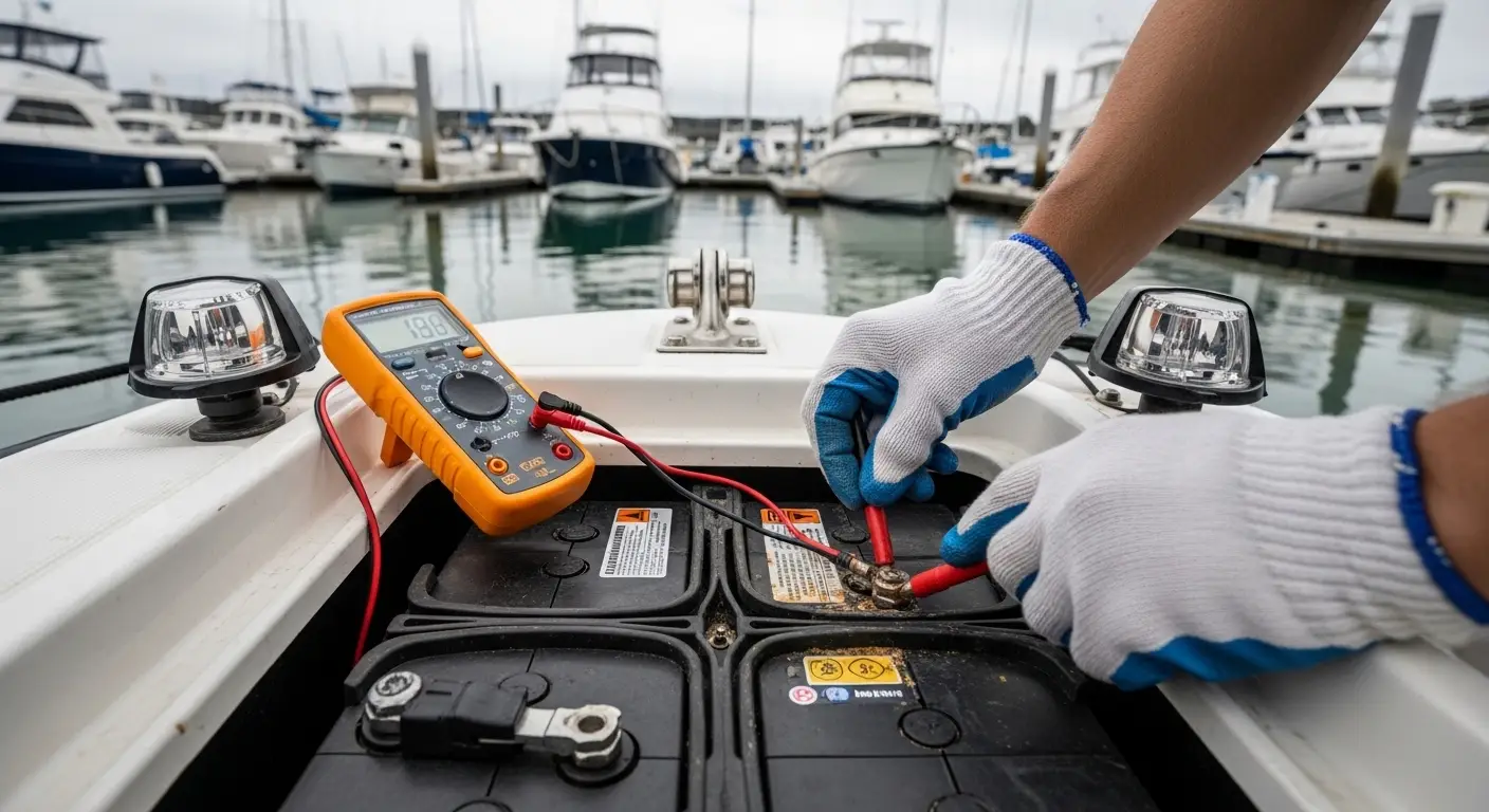 Inspecting a marine battery terminal