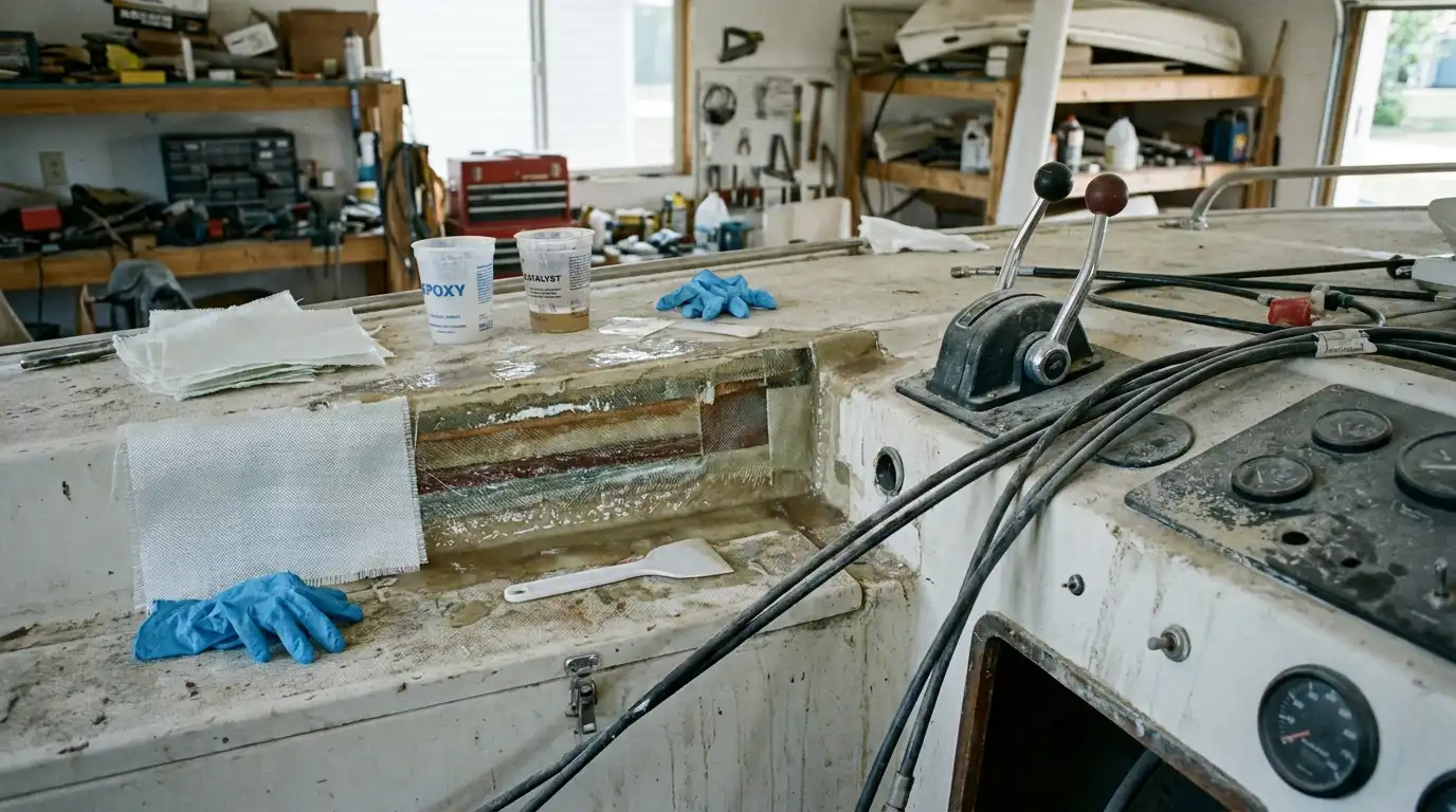 Layered fiberglass patch repair process