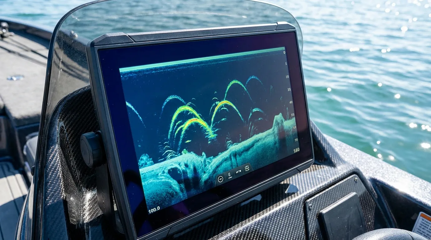 Live sonar fish finder screen