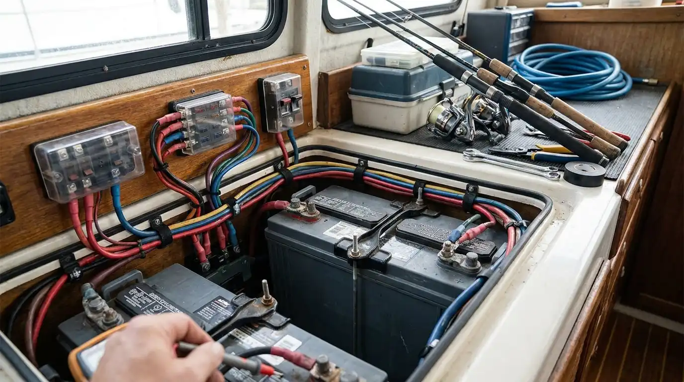 Marine battery compartment inspection