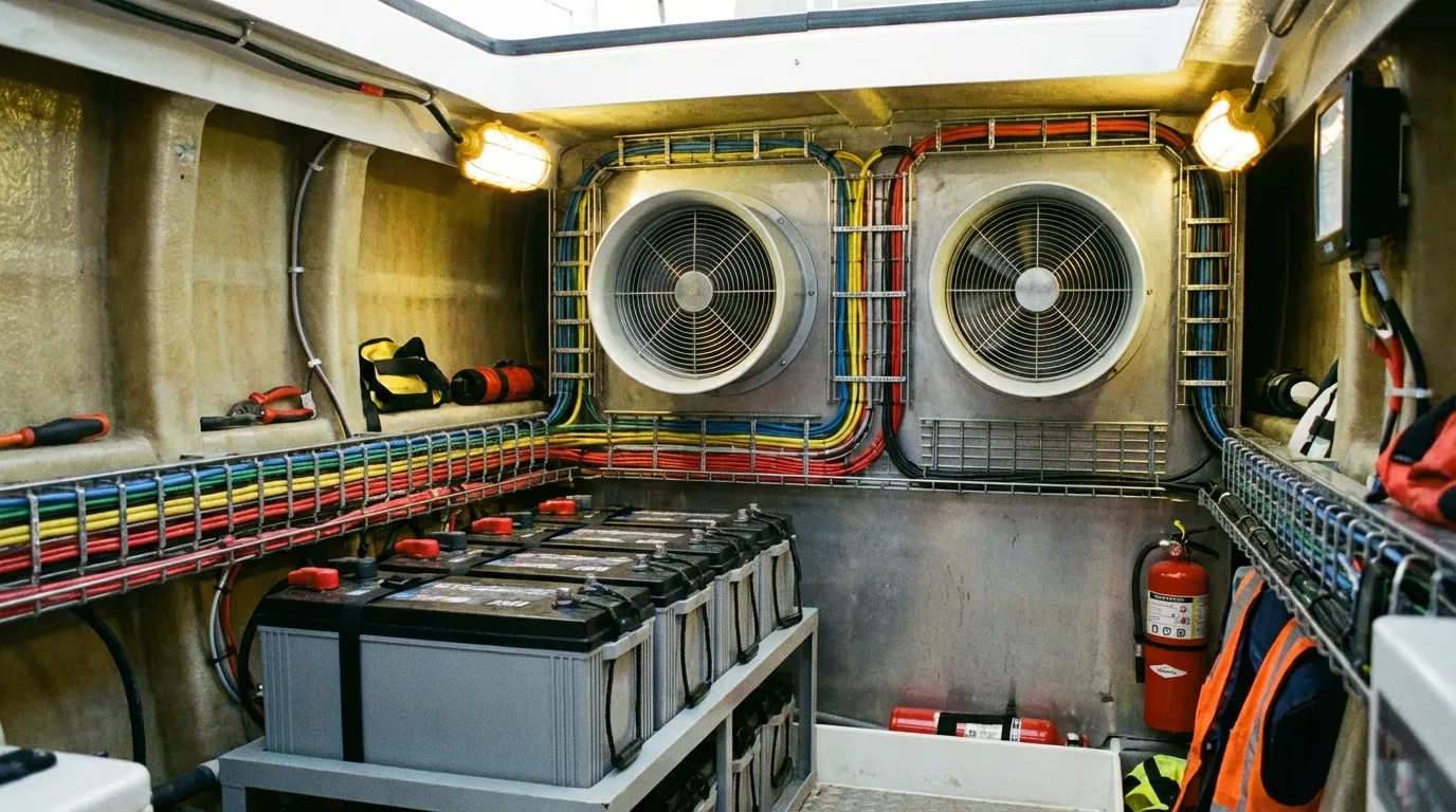 Marine battery installation with ventilation