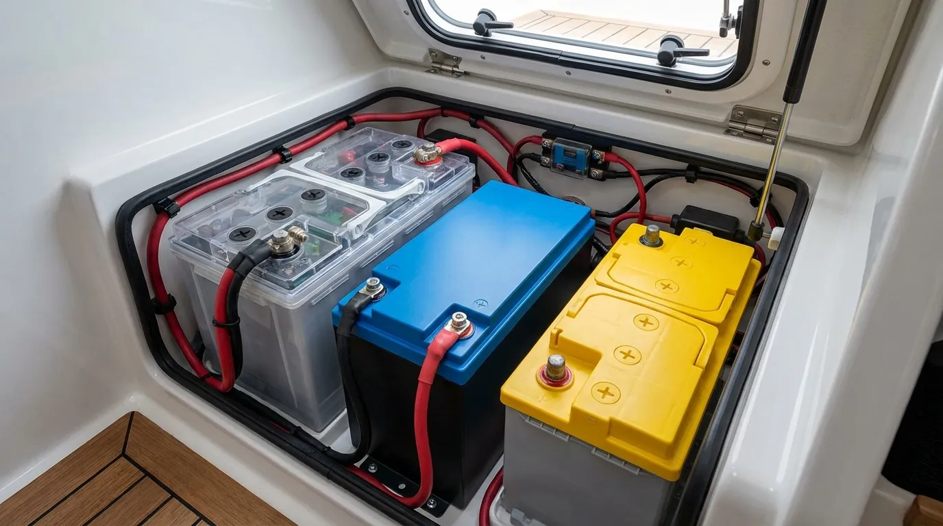 Marine battery types on a boat