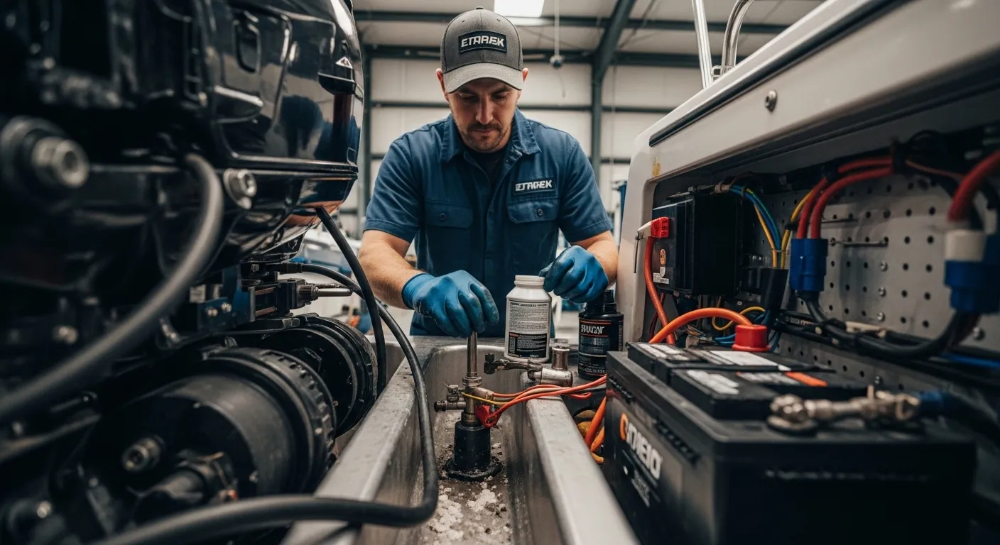 Marine engine maintenance close-up