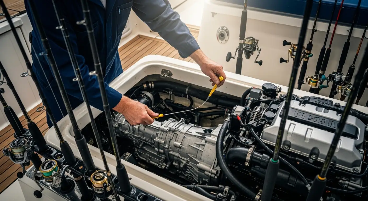 Marine transmission maintenance close-up