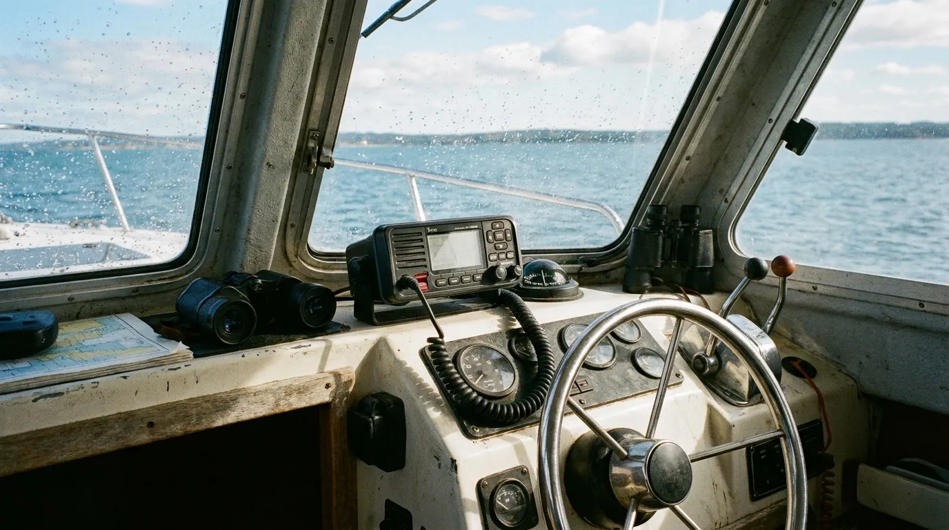 Marine VHF radio installed at helm