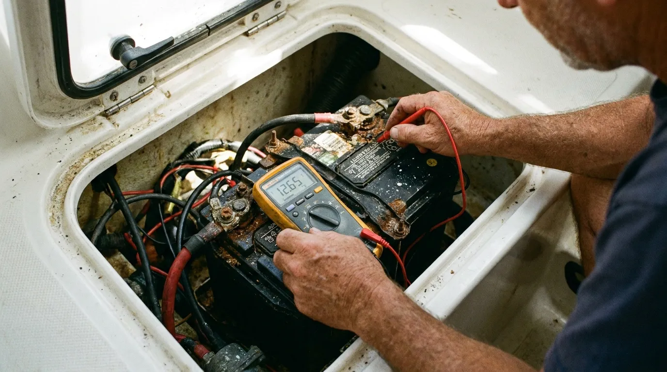Using a multimeter on a boat battery