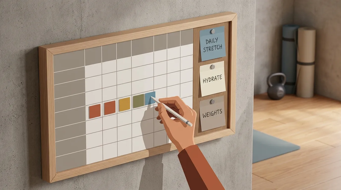 Abstract habit tracking board with streak visualization