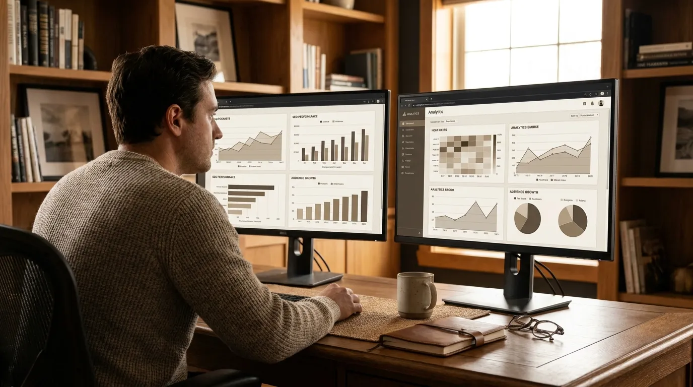 Content manager reviewing AI content audit checklist