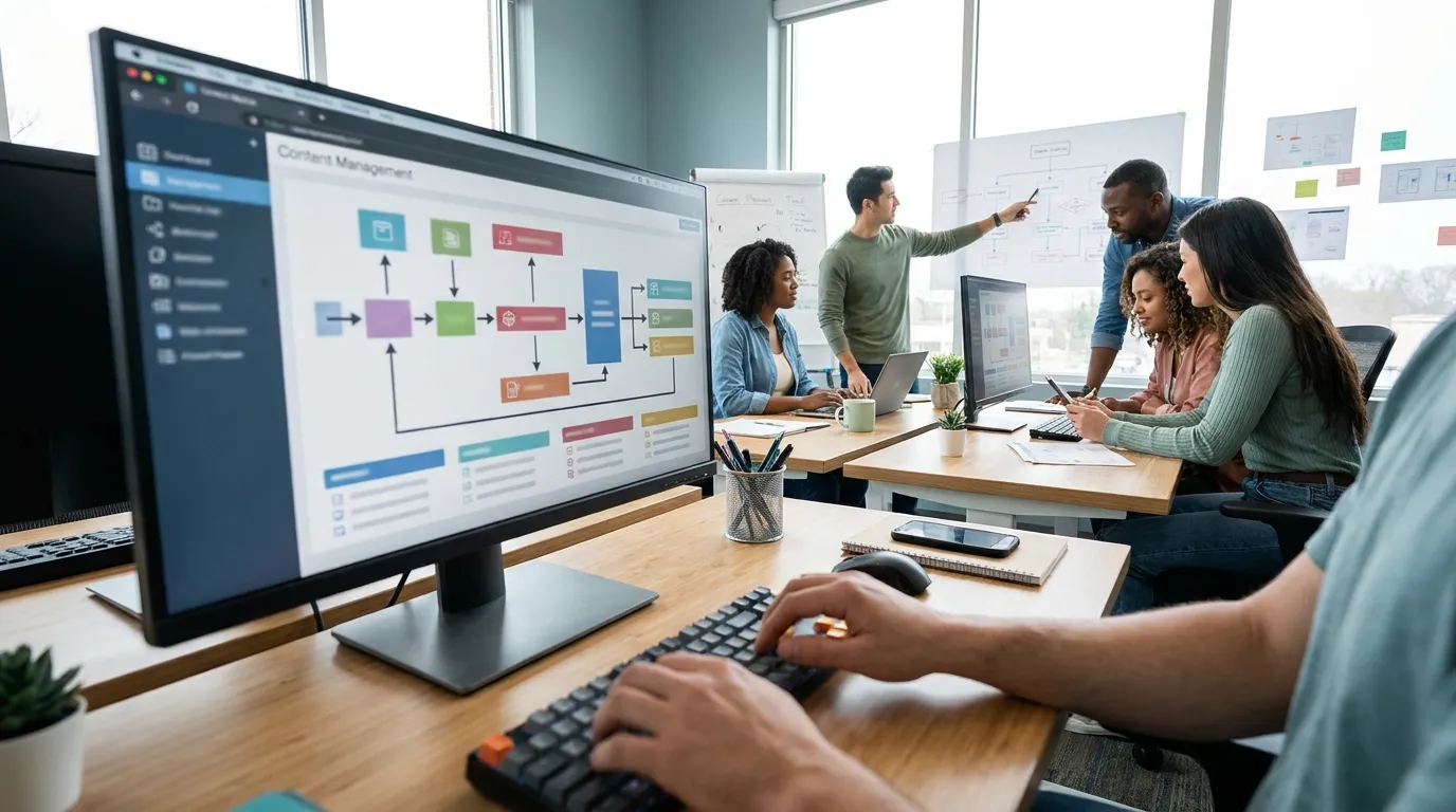 Content manager reviewing SEO fields in a CMS dashboard