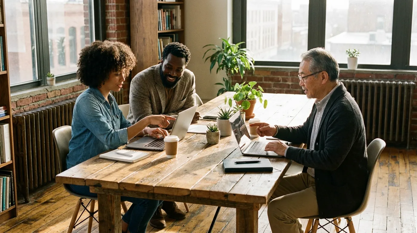 Content team reviewing AI draft