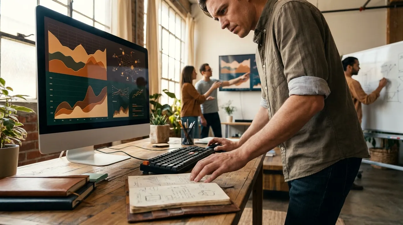 Editor checking facts in digital publishing workflow