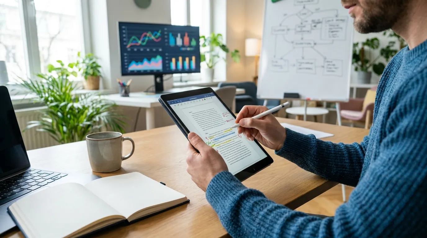 Editor reviewing AI-generated SEO article