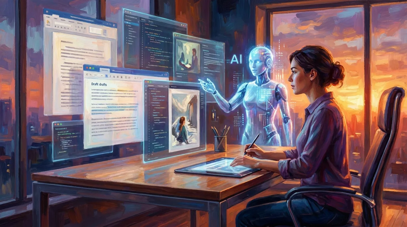 Hybrid AI human workflow illustration