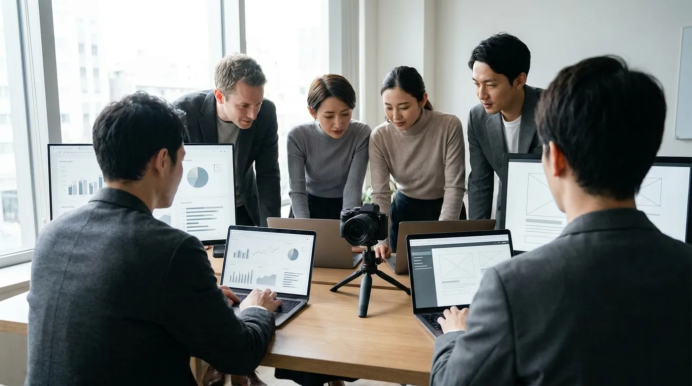 Marketing team planning expert-led video content