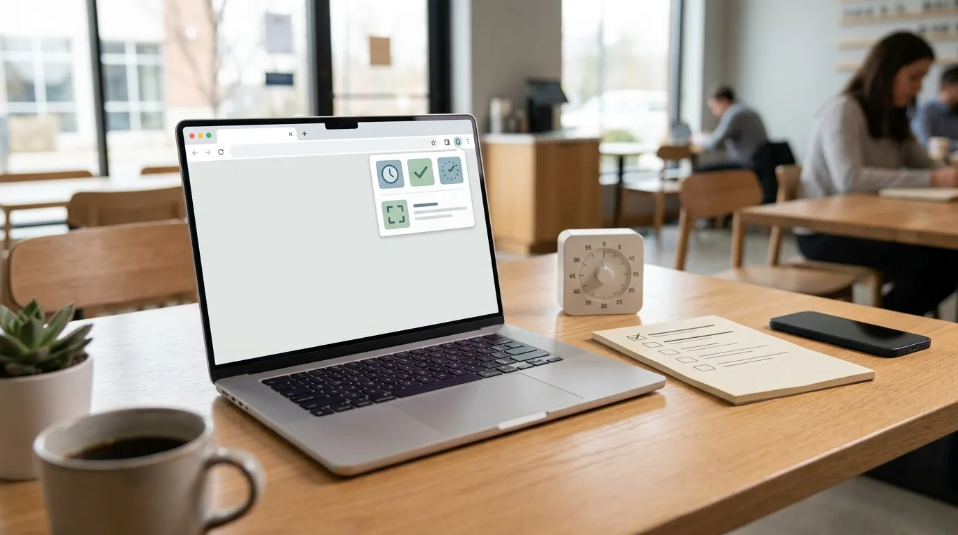Minimal desk showing low-friction productivity setup