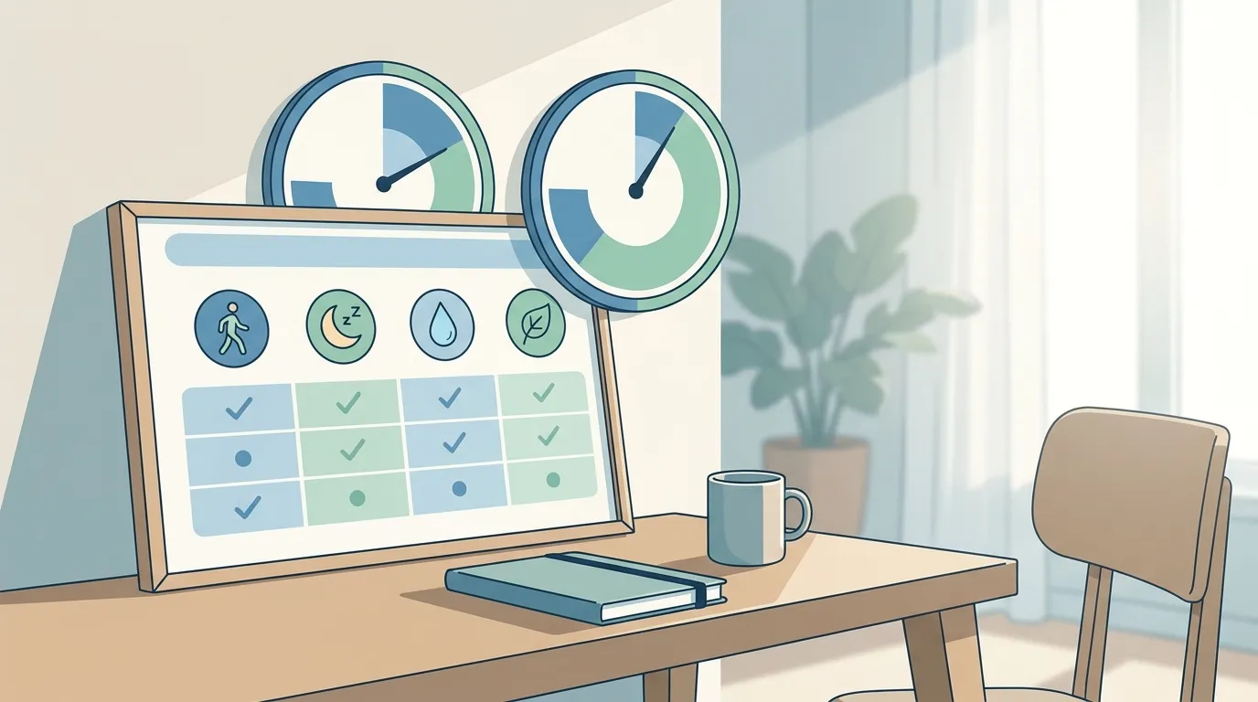 Minimal habit tracking board with wellness routines