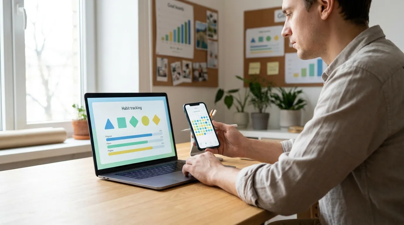 Minimal habit tracking on phone and laptop