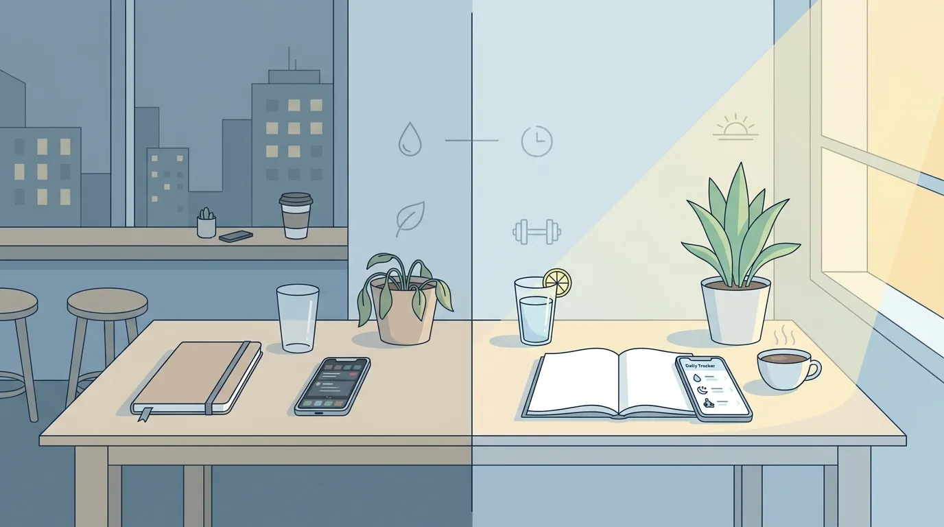 Minimalist wellness and productivity setup