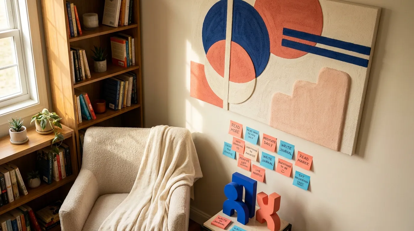 Non-representational artwork showing balance between data points and calm routine