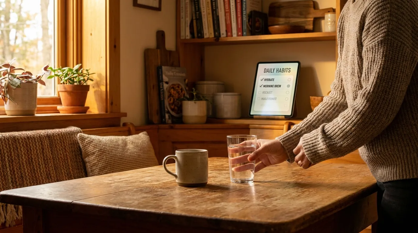 Person building a tiny habit at home