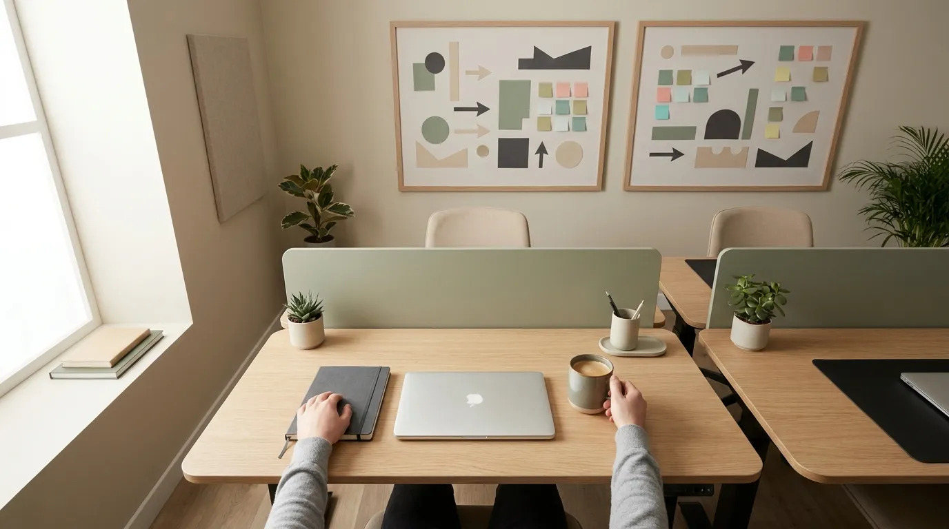 Person setting up a simple daily routine at a desk