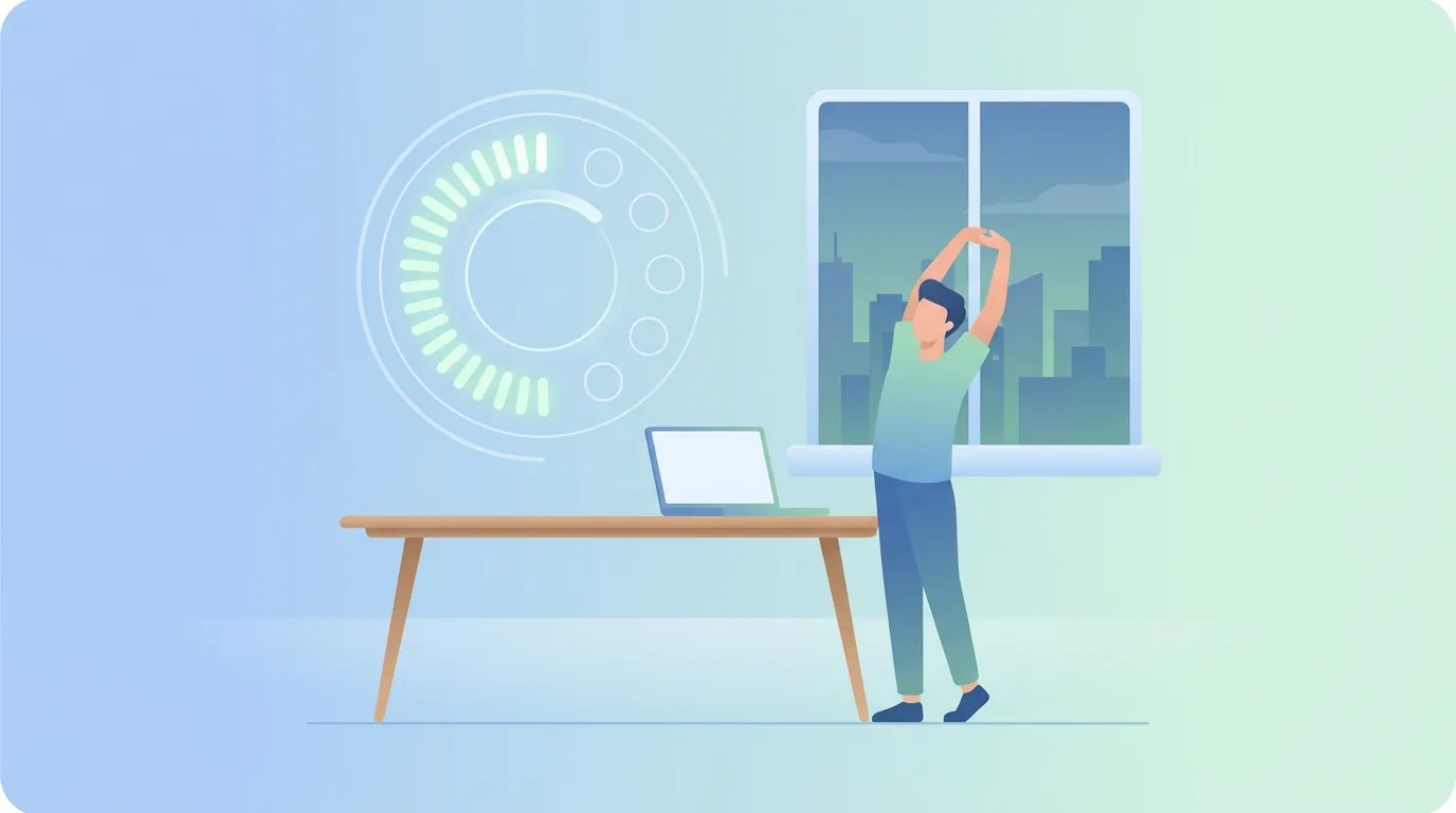 Person standing to stretch between work sessions