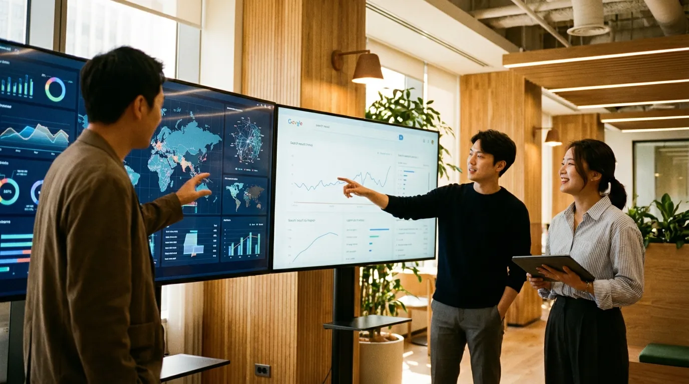 SEO team reviewing SERP features