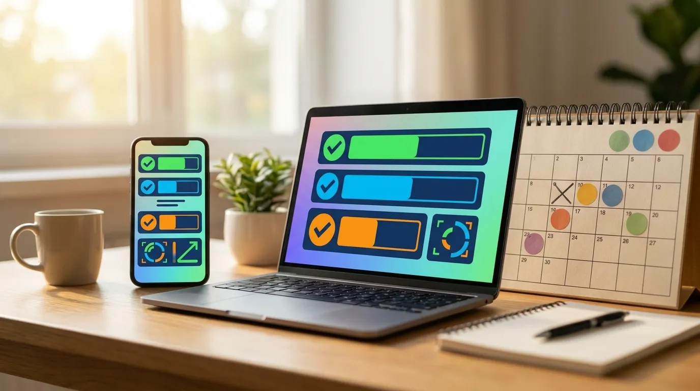 Simple habit tracking on phone and laptop with visual streaks