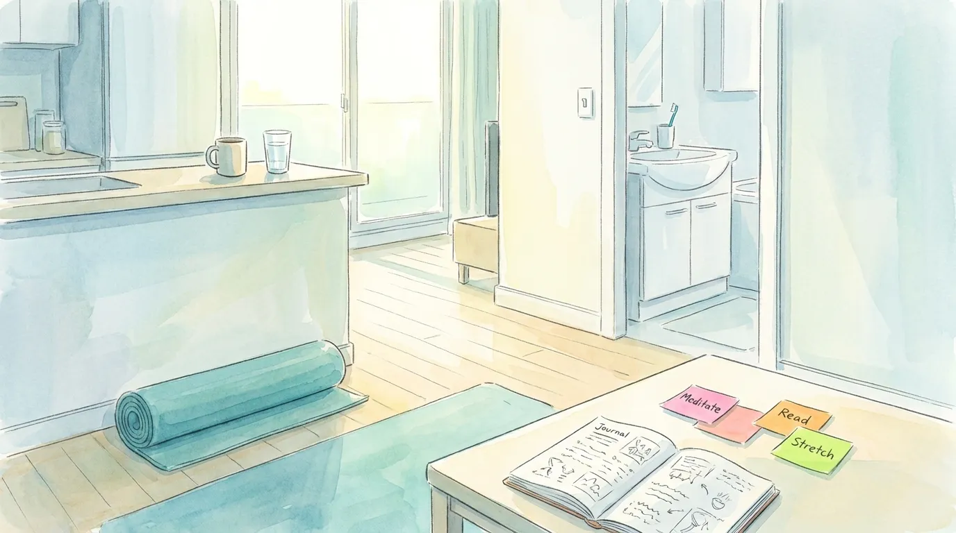 Simple morning routine checklist with stacked habits