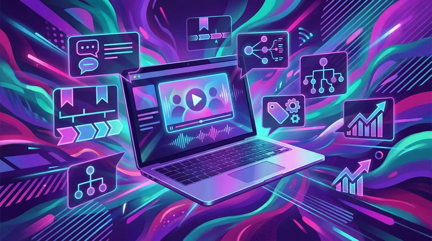 Video metadata and transcript optimization illustration