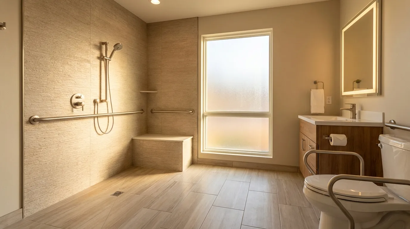 Barrierefreies Bad mit bodengleicher Dusche