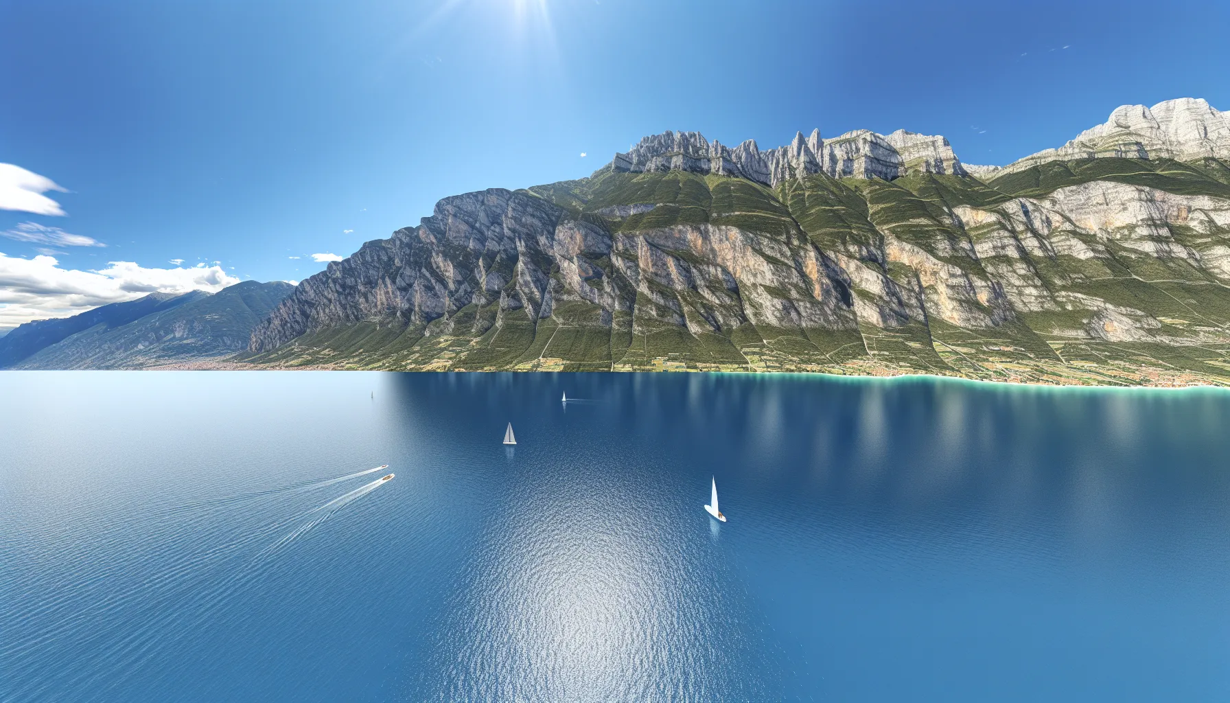 Gardasee Urlaubsziele: Comer See oder Lago Maggiore im Vergleich 1 Blick über den Gardasee mit Bergen und Segelbooten