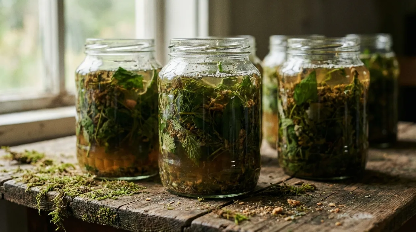 Fermentierte Wildkräuter im Glas