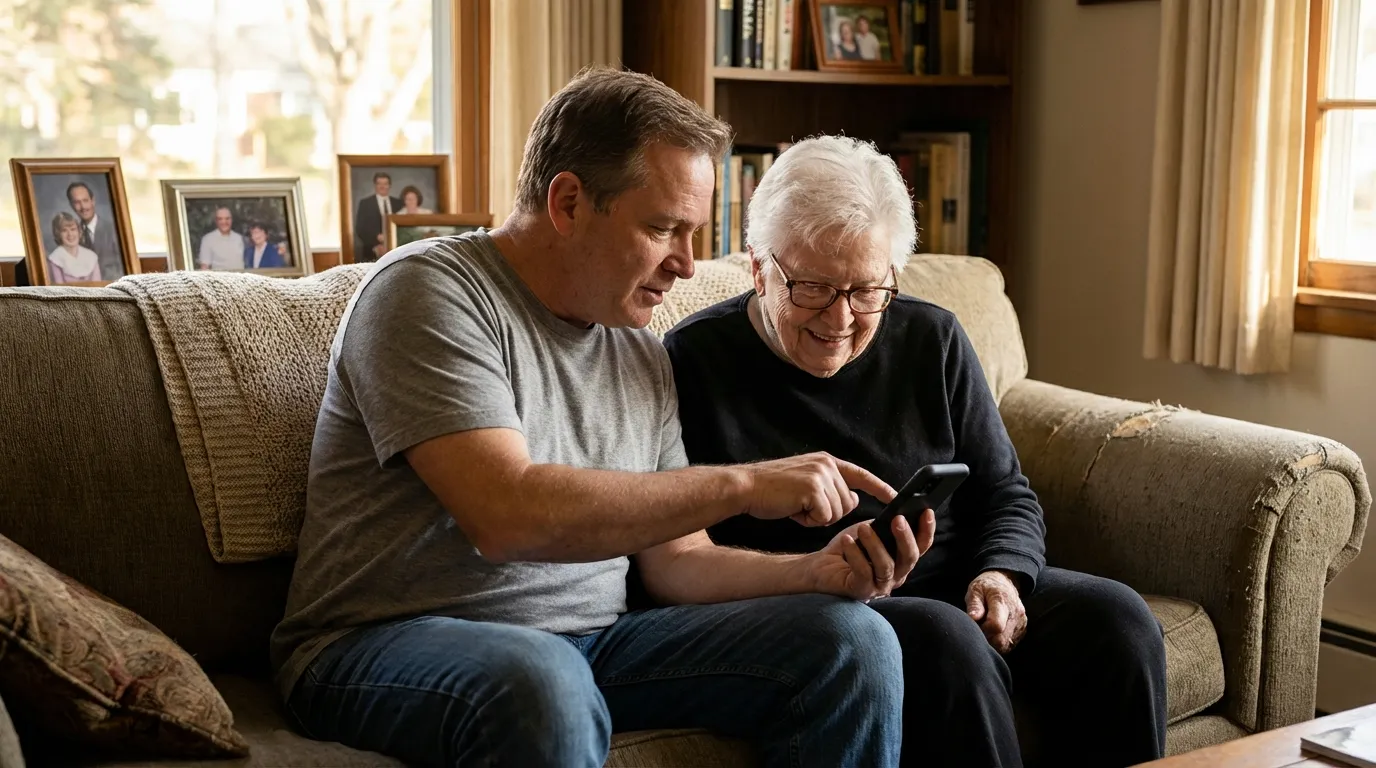 Geduldige Hilfe beim Smartphone