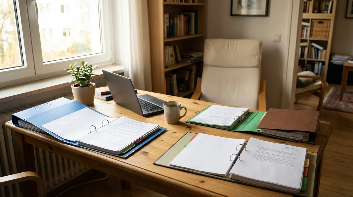 Notfallfonds richtig strukturieren: Investitionsreserve & Steuerpuffer 2 Getrennte Finanzkonten für Rücklagen, modernes deutsches Zuhause, realistischer Stil, no text