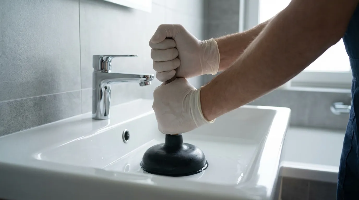 Pömpel im Badezimmer
