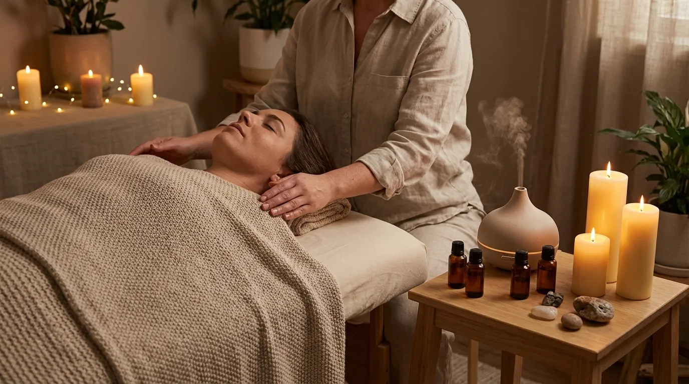 Sanfte Reiki Behandlung mit ätherischen Ölen
