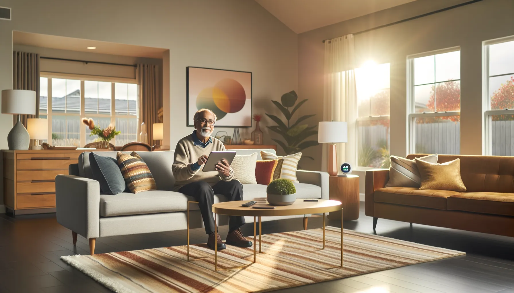 Senior nutzt Smart‑Home‑Steuerung