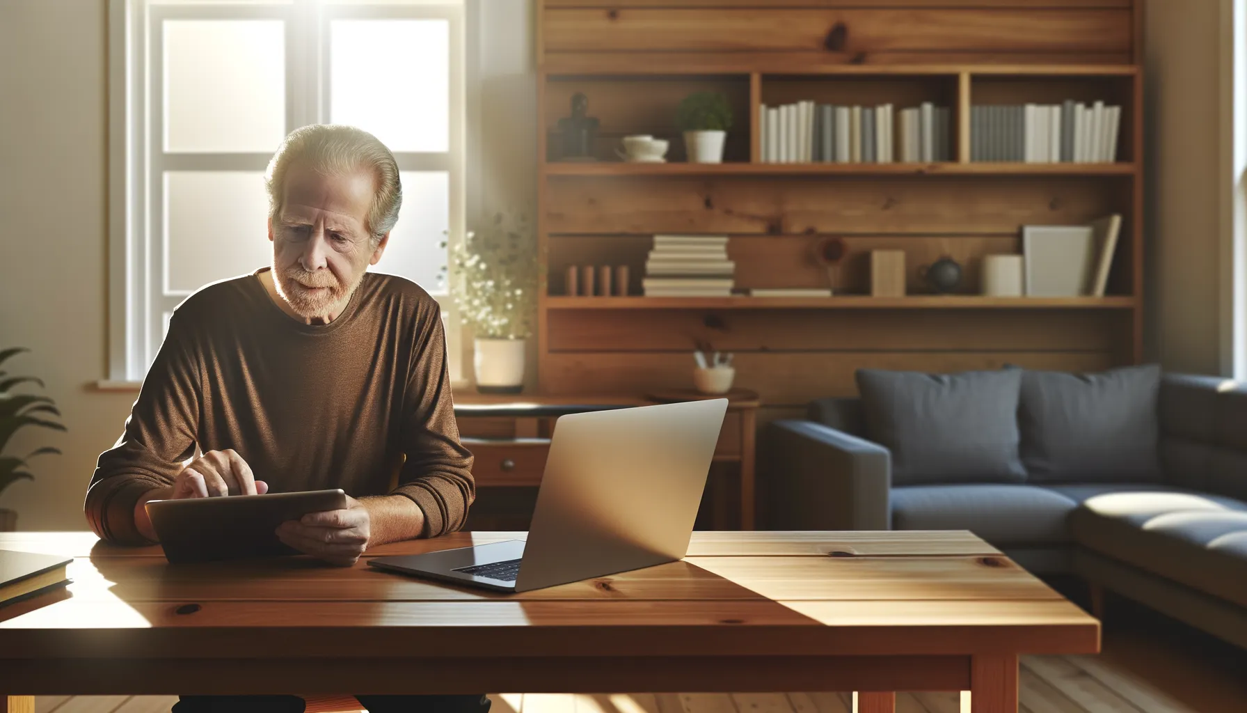 Senior ordnet digitale Unterlagen