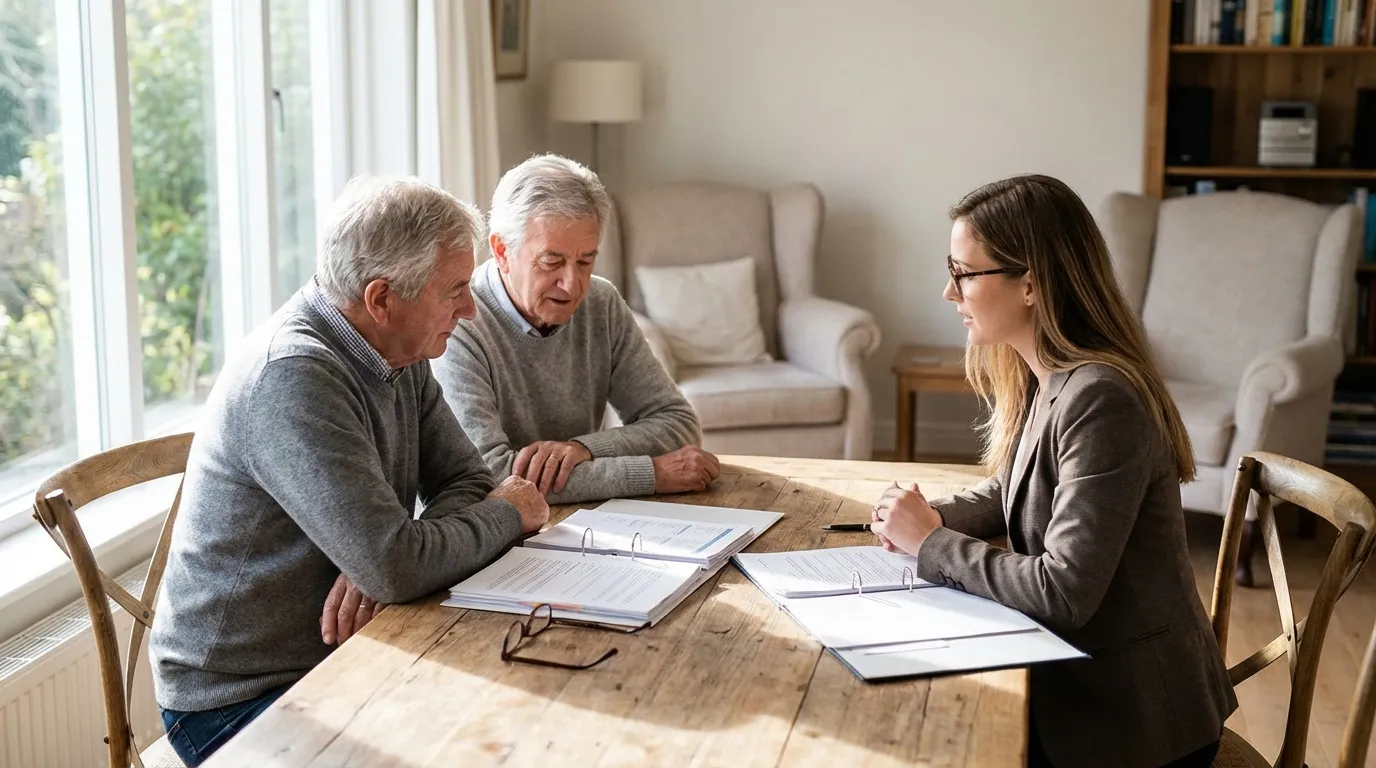 Senior und Pflegeberatung im Wohnzimmer
