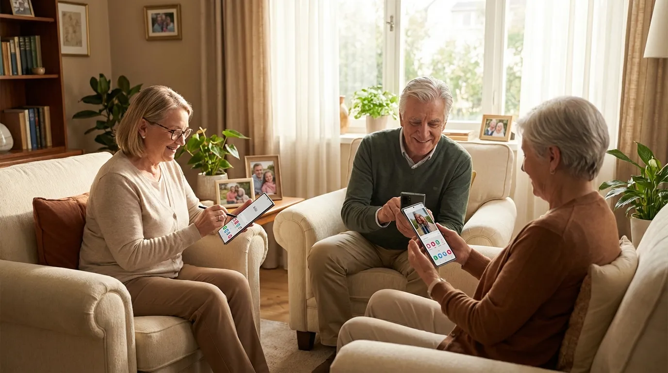 Senioren nutzen moderne Smartphones im Alltag