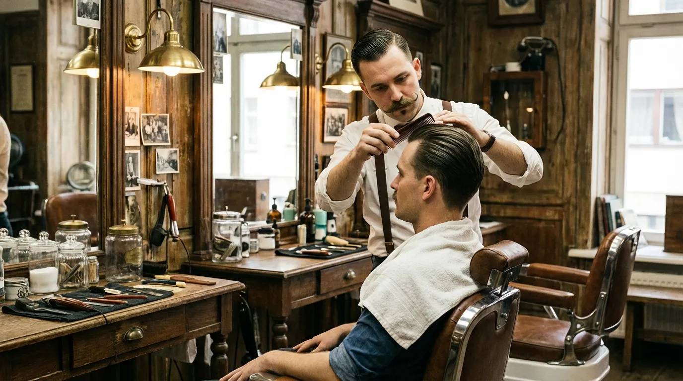 Klassisches Pomaden-Styling im Barbershop