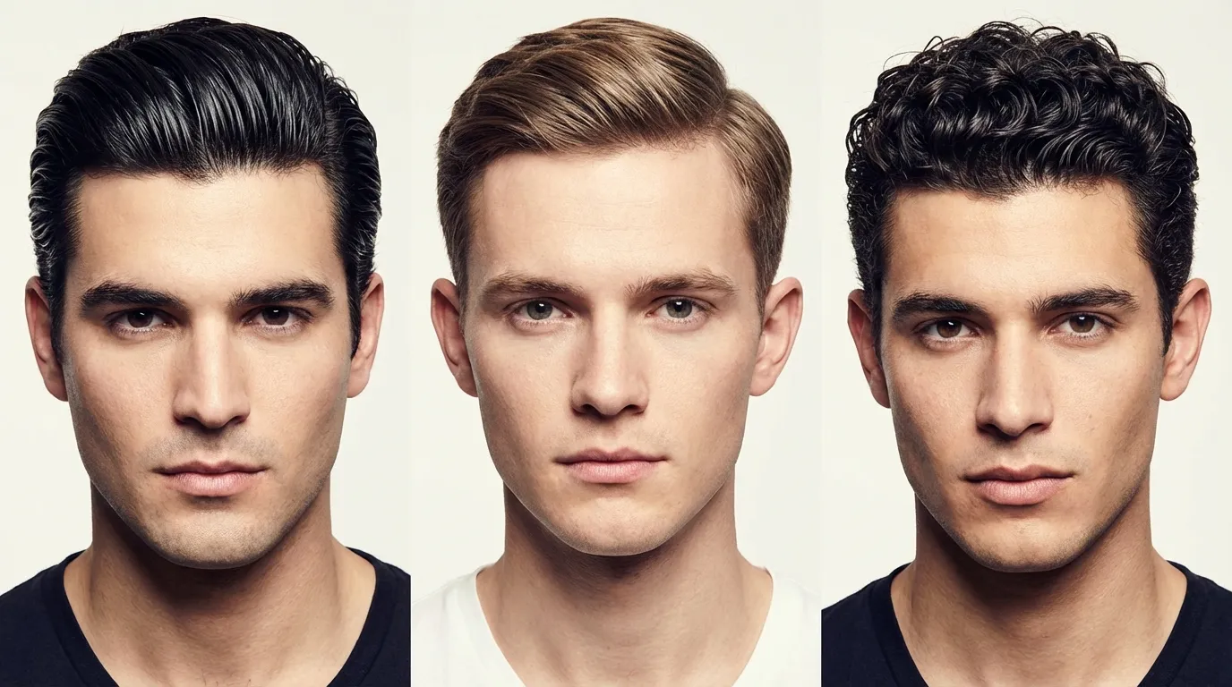 Unterschiedliche Haartypen mit Pomade gestylt