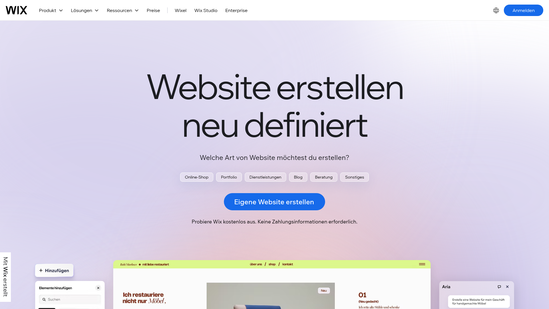 4. Wix Homepage