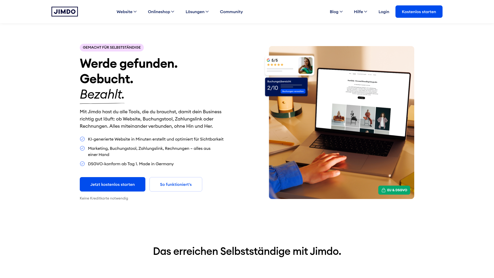 3. Jimdo Homepage