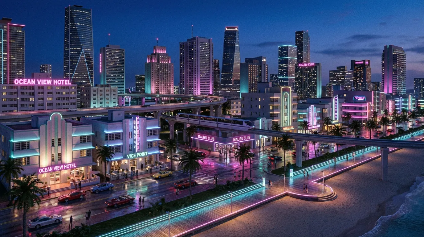 Open world city inspired by Vice City