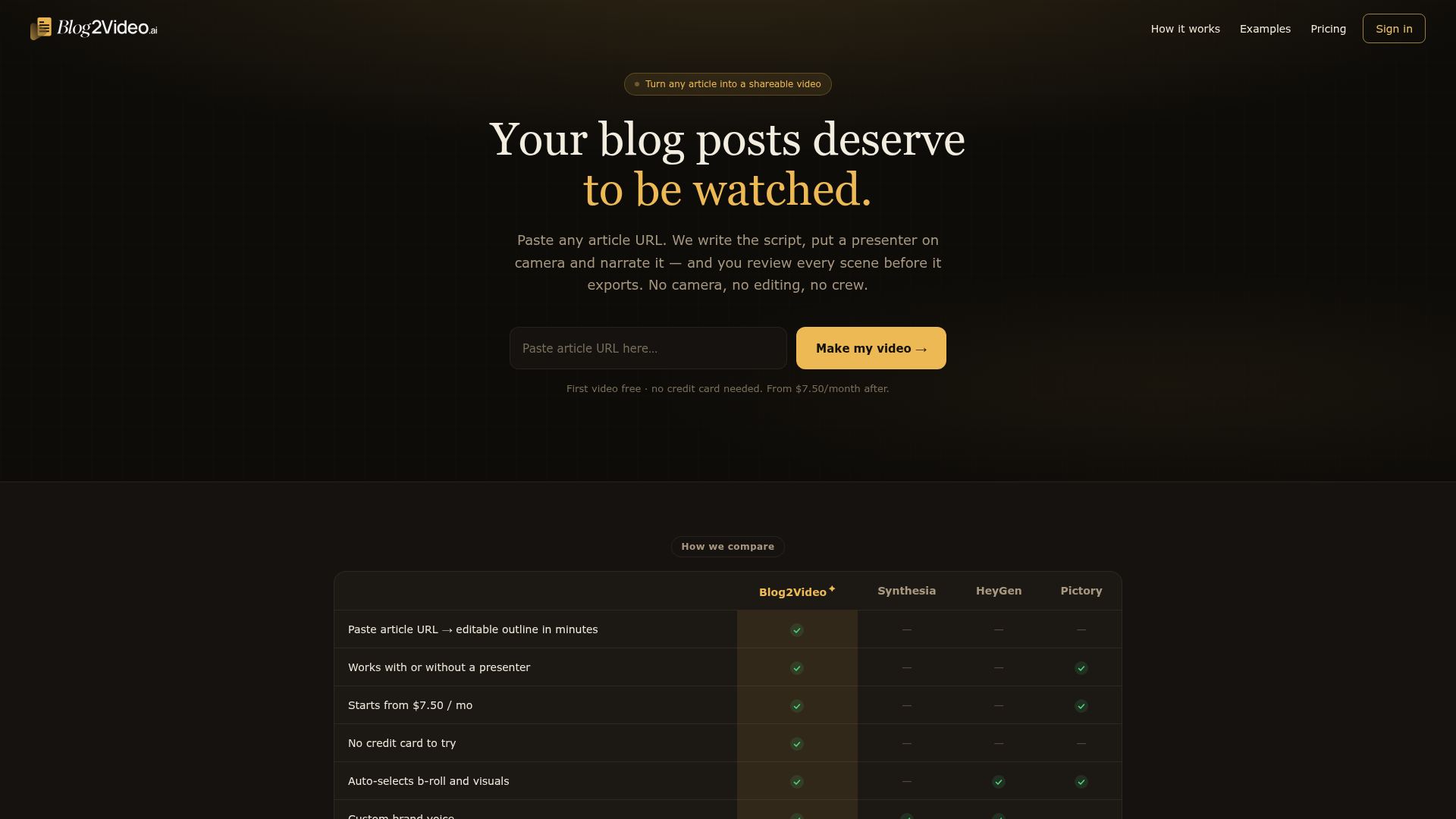 1. Blog2video Homepage